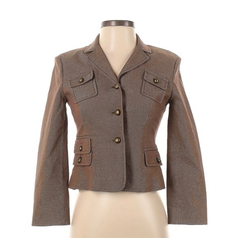 BCBGMaxAzria Brown Blazer with Brass Button Details